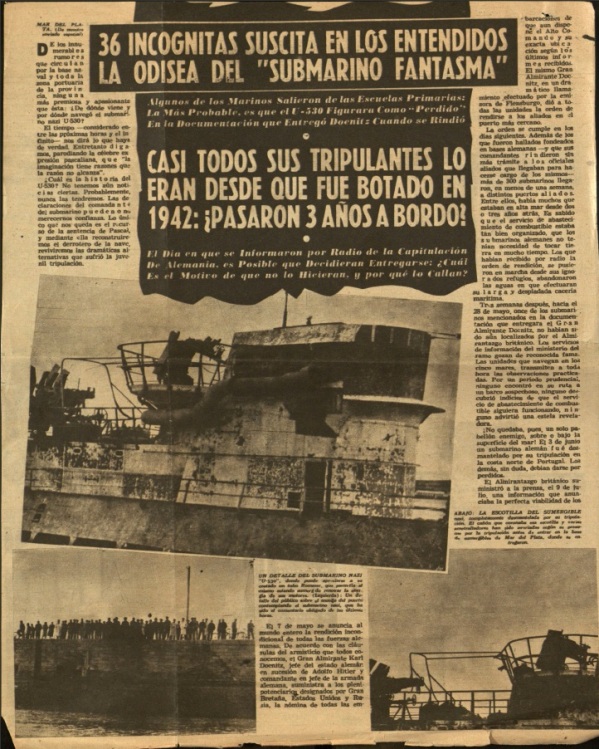 Fotokopija Argentinskih novina koje pišu o Hitlerovom dolasku u Argentinu.